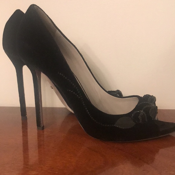 Sergio Rossi heels black velvet size 40 - Picture 4 of 8